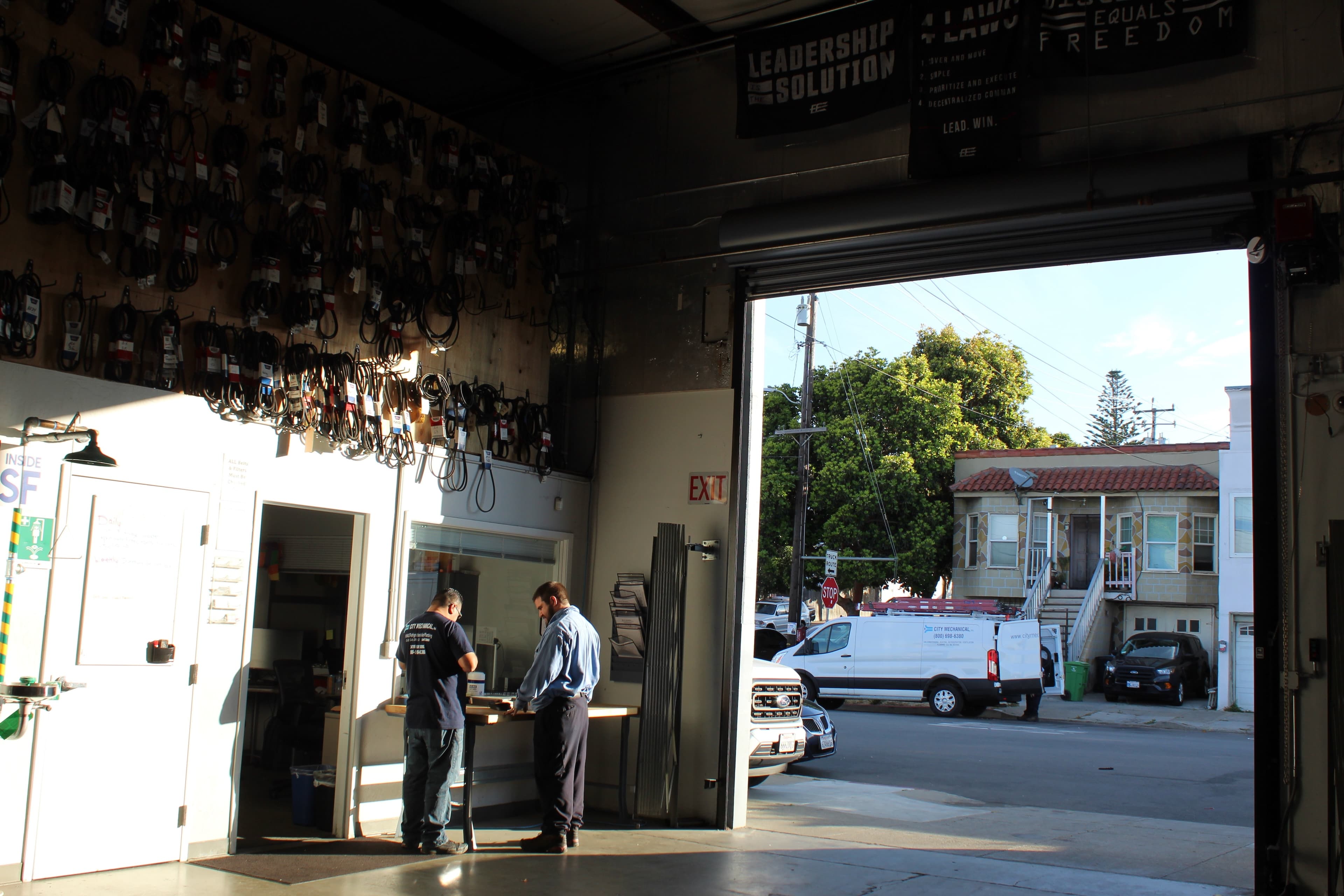 City Mechanical technicians starting the day